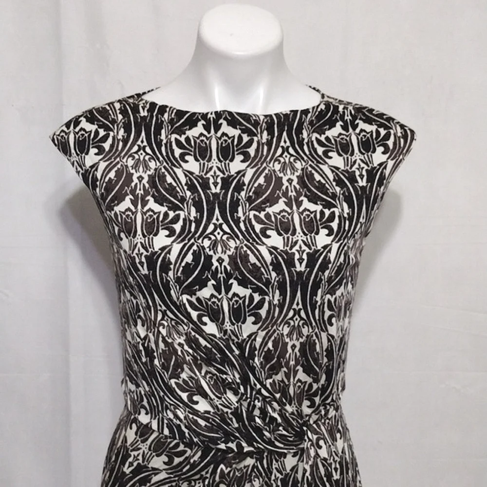 Tory Burch 100% Silk Floral Print Draped Ruched Sleeveless Dress S Elegant Glam